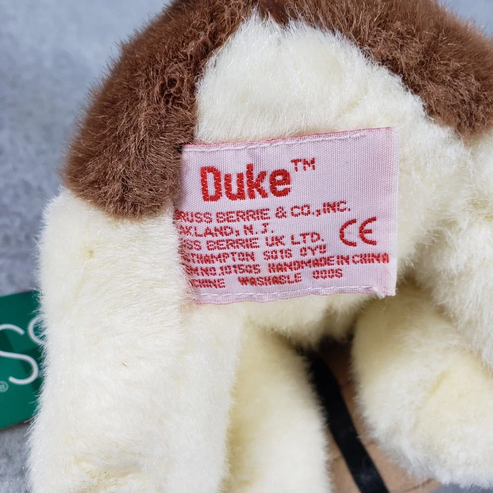 VTG Russ Duke Plush Dog Christmas Gift Holly Berries Red‎ Bow New With Tags